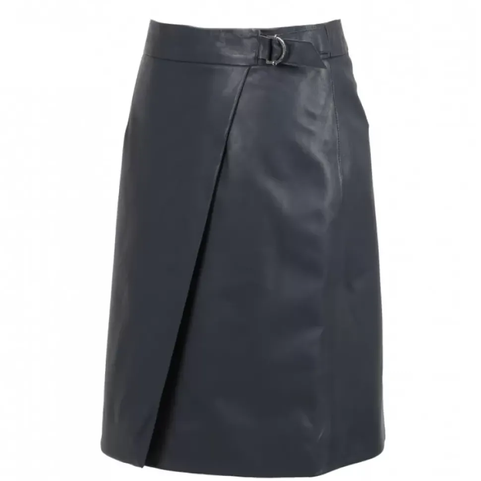 OAKWOOD Jupes Et Shorts^Silvia Petrole - Jupe Portefeuille En Cuir Veritable