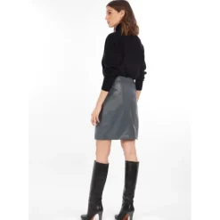 OAKWOOD Jupes Et Shorts^Silvia Petrole - Jupe Portefeuille En Cuir Veritable