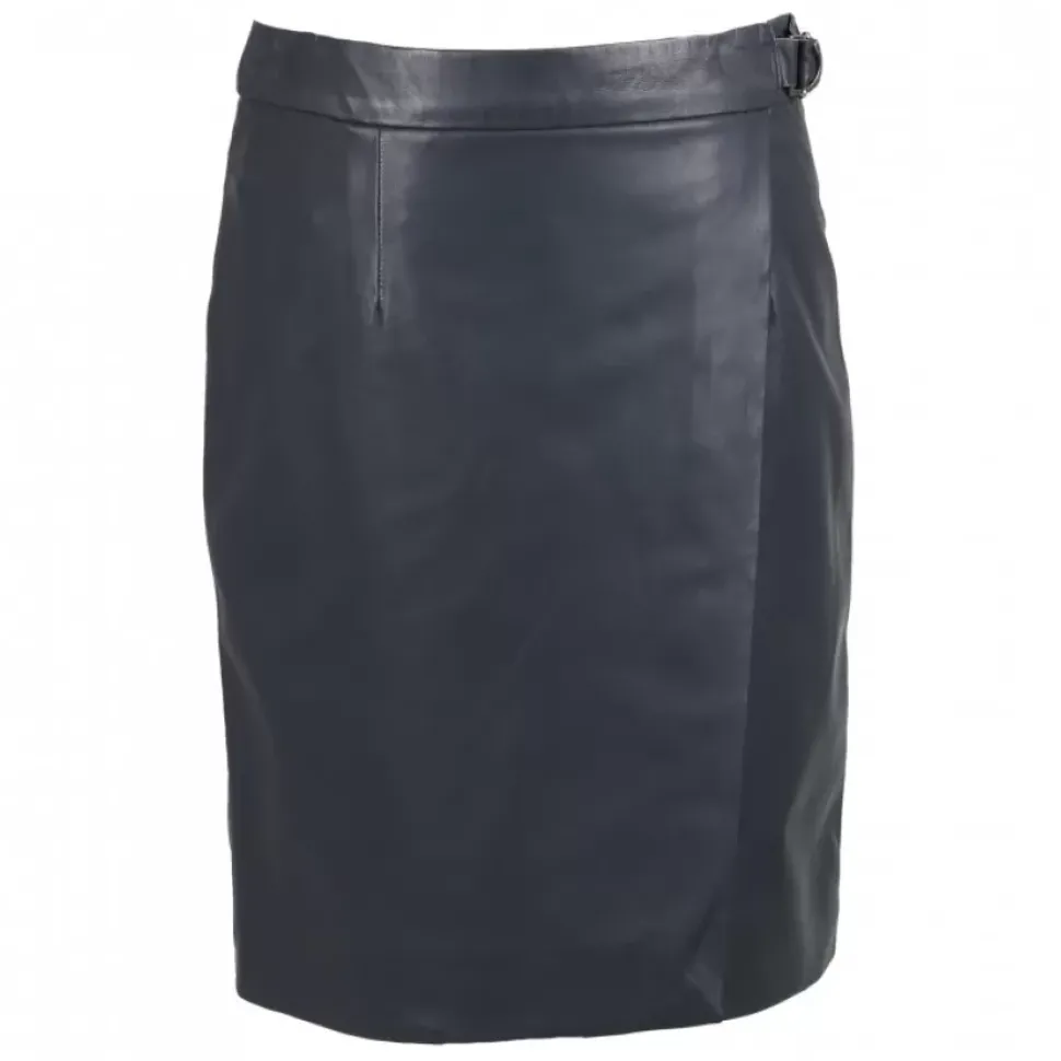 OAKWOOD Jupes Et Shorts^Silvia Petrole - Jupe Portefeuille En Cuir Veritable
