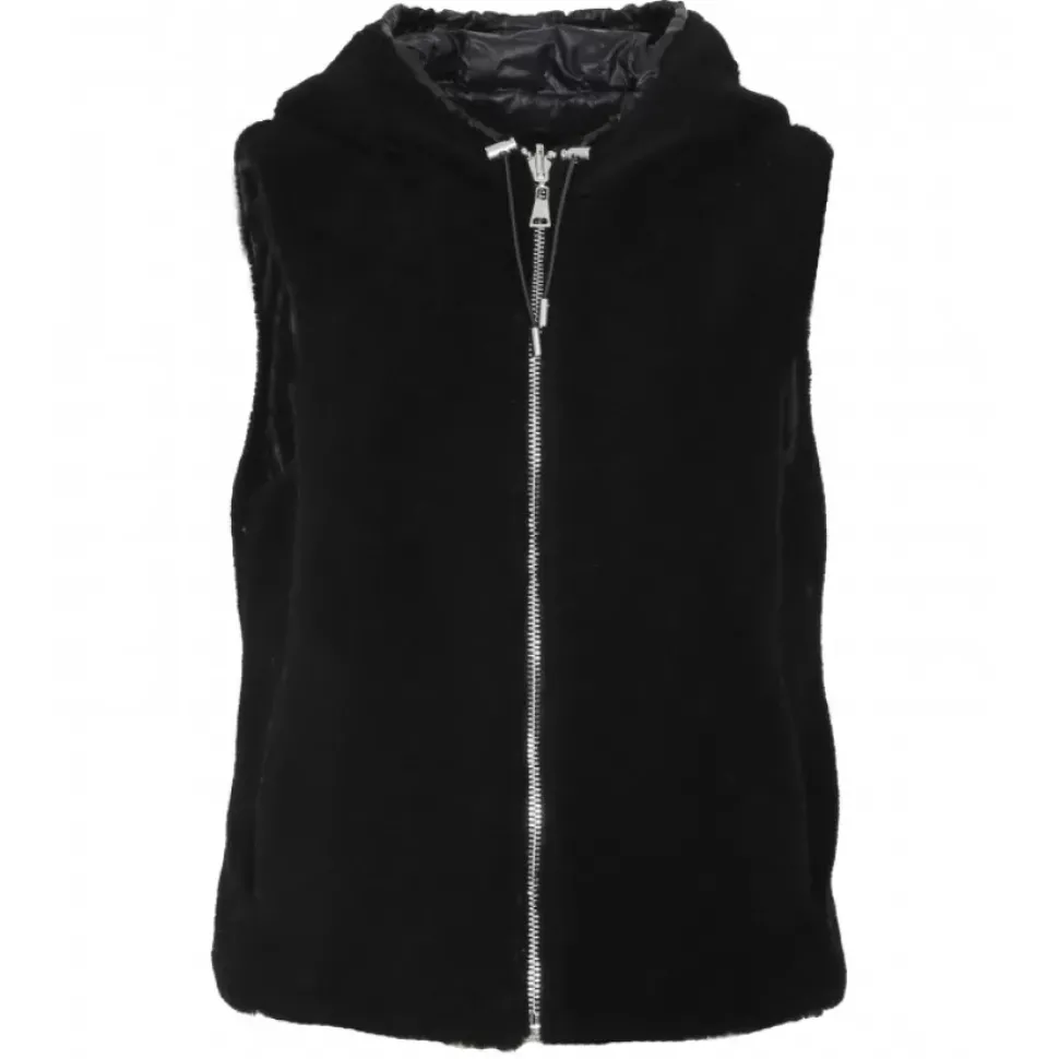 OAKWOOD Gilets^Smiley Noir - Gilet Sans Manche En Fausse Fourrure 100% Laine / Nylon