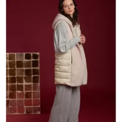 OAKWOOD Gilets^Soprano Beige Clair - Gilet Sans Manche En Fausse Fourrure 100% Laine / Nylon Matelasse
