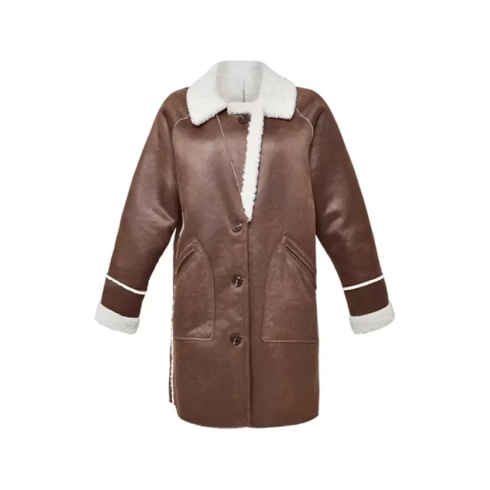 OAKWOOD Vestes^Spectacle Marron Vieilli - Veste Effet Peau Retournee Fourrure Synthetique