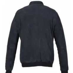 OAKWOOD Blousons^Supporter Bleu Marine - Blouson En Cuir Veritable De Chevre Velours