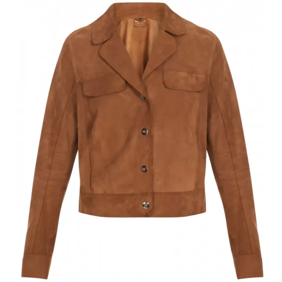 OAKWOOD Vestes^Taste Tobacco - Veste Courte En Cuir Veritable De Chevre Velours