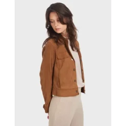 OAKWOOD Vestes^Taste Tobacco - Veste Courte En Cuir Veritable De Chevre Velours