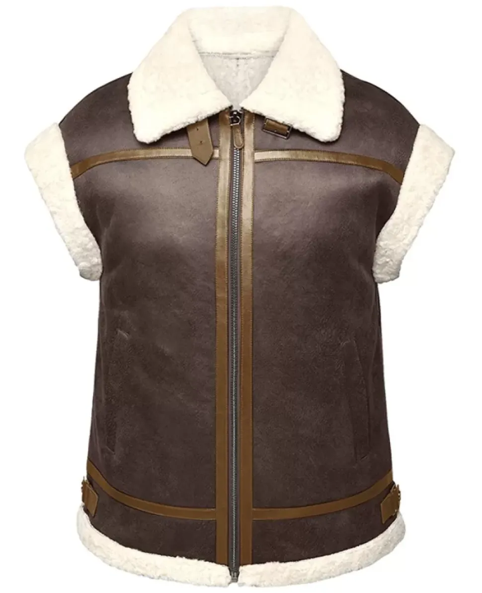 OAKWOOD Gilets^Theatre Marron Vieilli - Veste Effet Peau Retournee Fourrure Synthetique