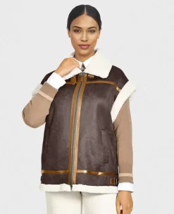 OAKWOOD Gilets^Theatre Marron Vieilli - Veste Effet Peau Retournee Fourrure Synthetique