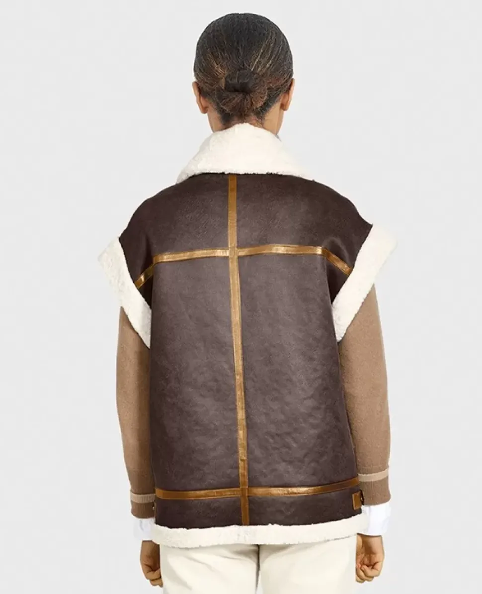 OAKWOOD Gilets^Theatre Marron Vieilli - Veste Effet Peau Retournee Fourrure Synthetique