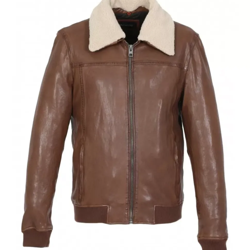 OAKWOOD Bombers^Trader Tan - Blouson Inspiration Bombardier En Cuir Veritable