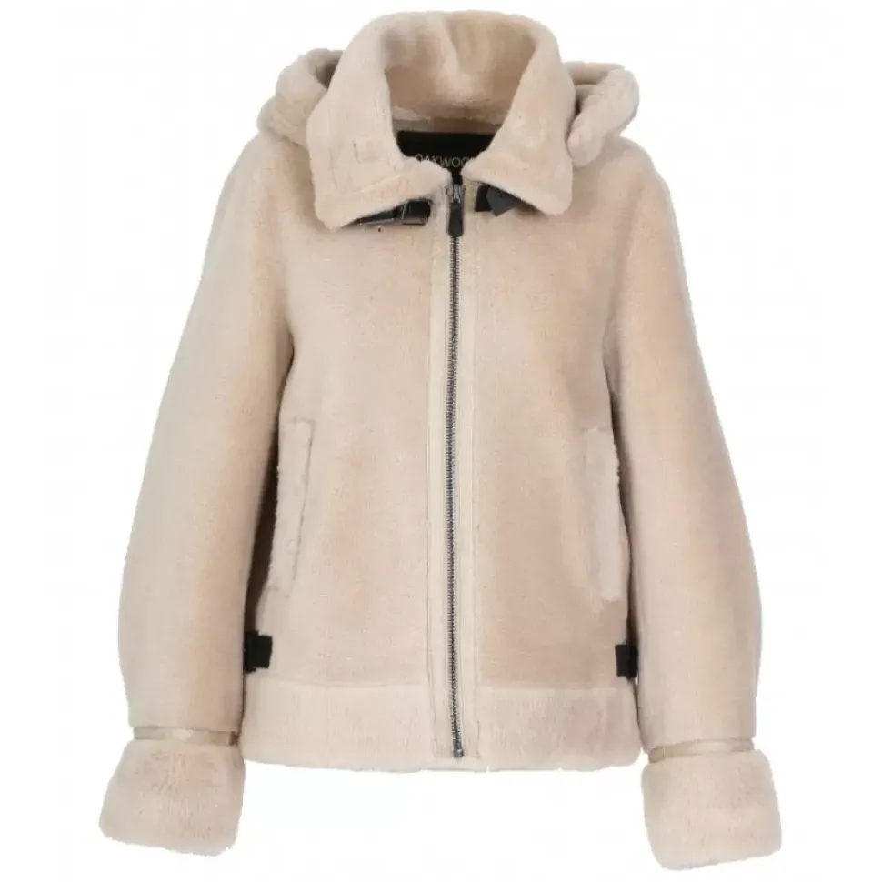 OAKWOOD Blousons^Tresor Cafe - Manteau Court Reversible Effet Mouton Retourne