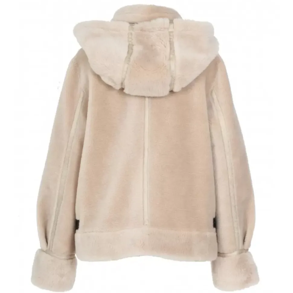 OAKWOOD Blousons^Tresor Cafe - Manteau Court Reversible Effet Mouton Retourne