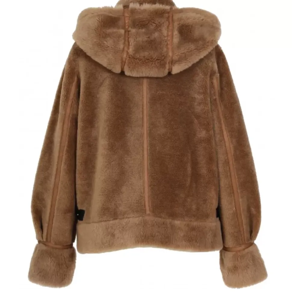 OAKWOOD Blousons^Tresor Cognac - Manteau Court Reversible Effet Mouton Retourne