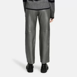 OAKWOOD Pantalons^Uranus Kaki Fonce Pantalon Large Cuir Veritable
