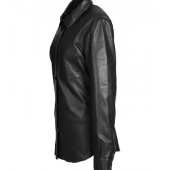 OAKWOOD Tops Et Chemises^Valentina Noir - Chemise En Cuir Veritable Poche Plaquee