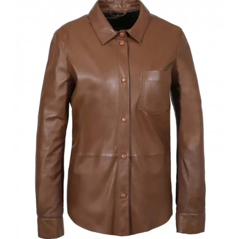 OAKWOOD Tops Et Chemises^Valentina Tan - Chemise En Cuir Veritable Poche Plaquee
