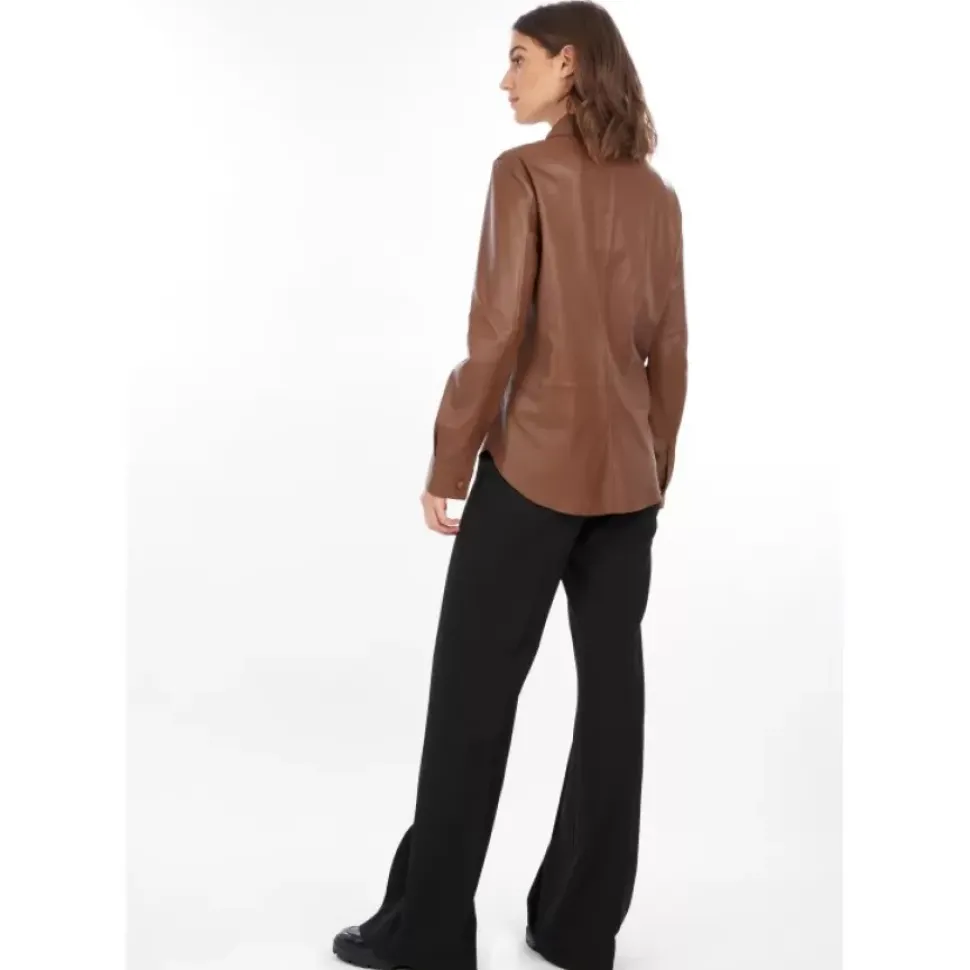OAKWOOD Tops Et Chemises^Valentina Tan - Chemise En Cuir Veritable Poche Plaquee