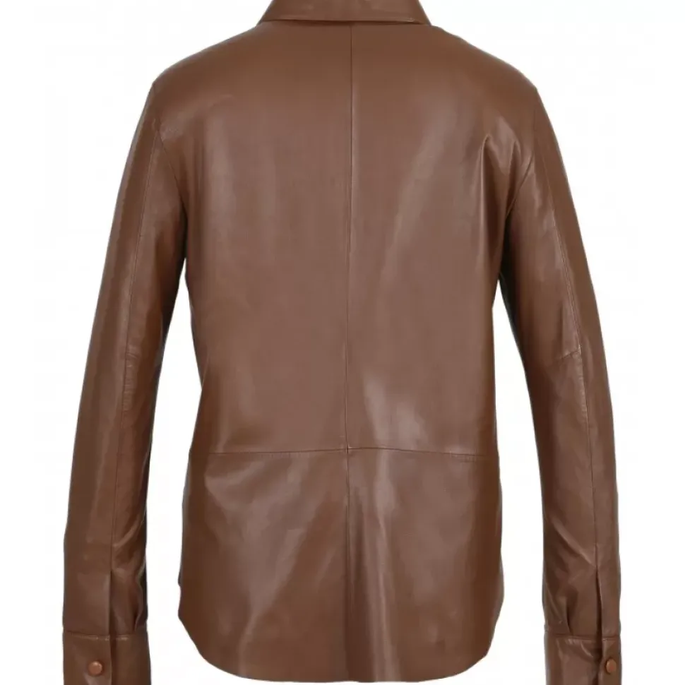 OAKWOOD Tops Et Chemises^Valentina Tan - Chemise En Cuir Veritable Poche Plaquee