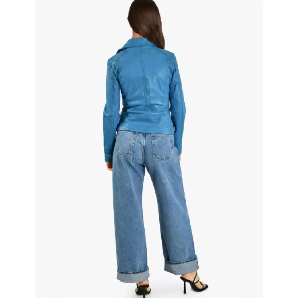 OAKWOOD Blousons^Video Denim - Blouson En Cuir Veritable Effet Lave