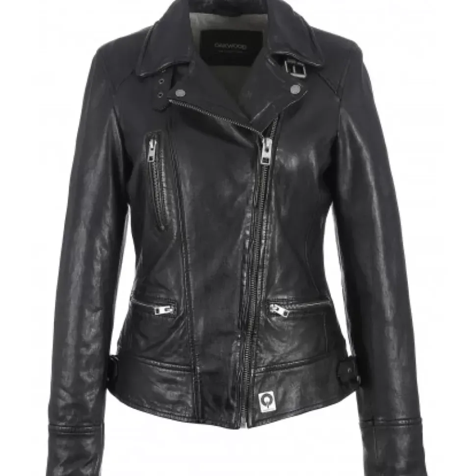 OAKWOOD Blousons^Video Noir - Blouson En Cuir Veritable Effet Lave