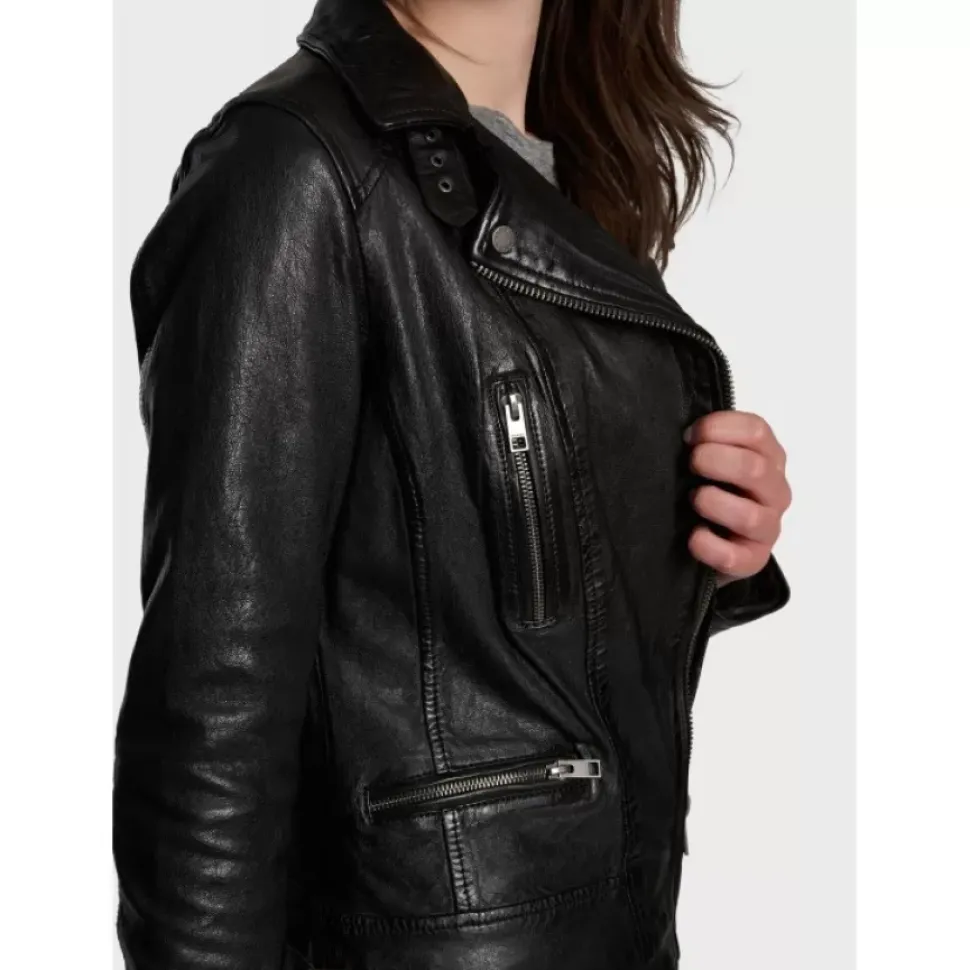 OAKWOOD Blousons^Video Noir - Blouson En Cuir Veritable Effet Lave