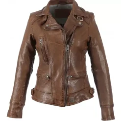 OAKWOOD Blousons^Video Tan - Blouson En Cuir Veritable Effet Lave