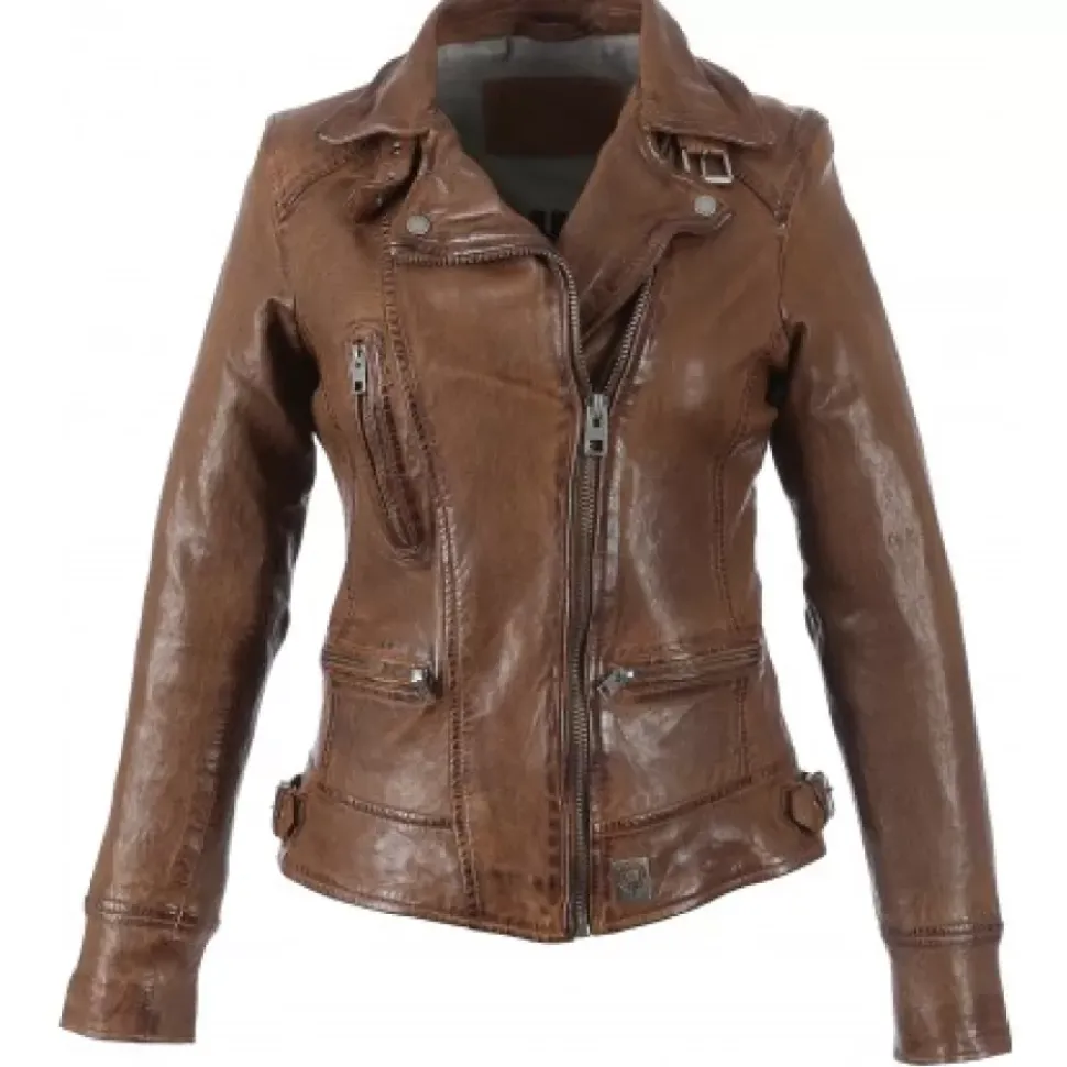 OAKWOOD Blousons^Video Tan - Blouson En Cuir Veritable Effet Lave