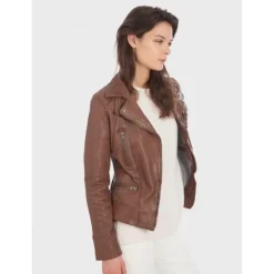 OAKWOOD Blousons^Video Tan - Blouson En Cuir Veritable Effet Lave