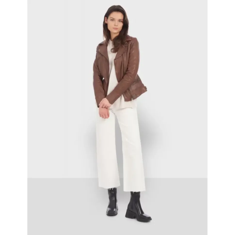 OAKWOOD Blousons^Video Tan - Blouson En Cuir Veritable Effet Lave