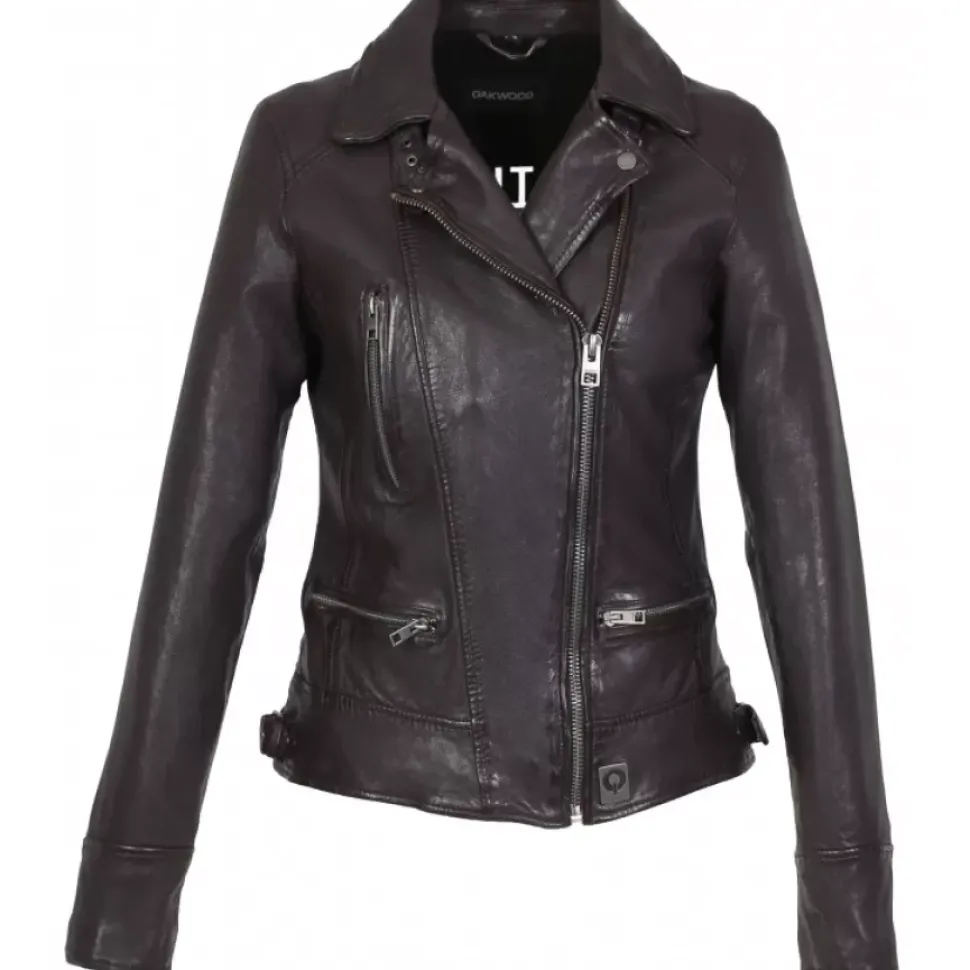 OAKWOOD Blousons^Video Violet - Blouson En Cuir Veritable Effet Lave