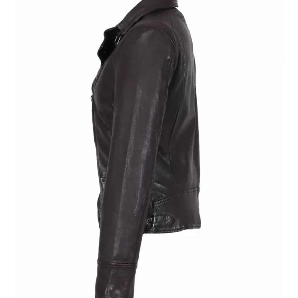 OAKWOOD Blousons^Video Violet - Blouson En Cuir Veritable Effet Lave