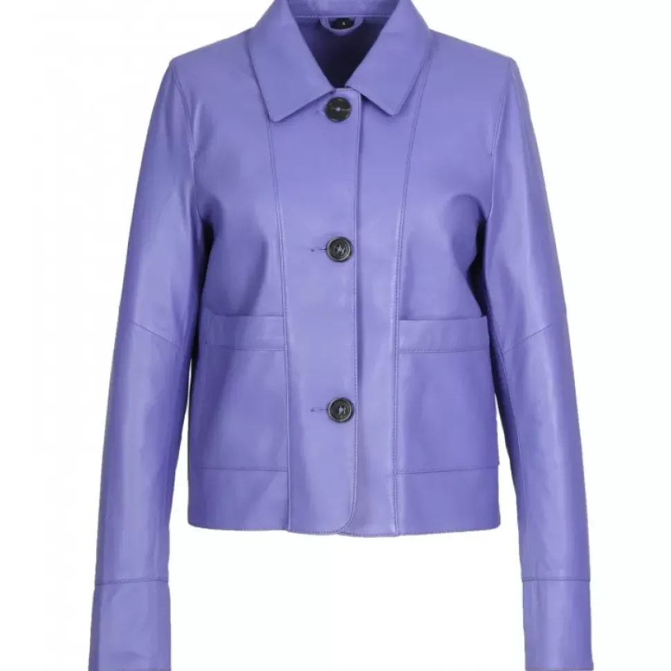 OAKWOOD Vestes^Volga Indigo - Veste Courte En Cuir Veritable