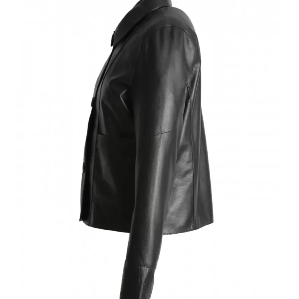 OAKWOOD Vestes^Volga Noir - Veste Courte En Cuir Veritable