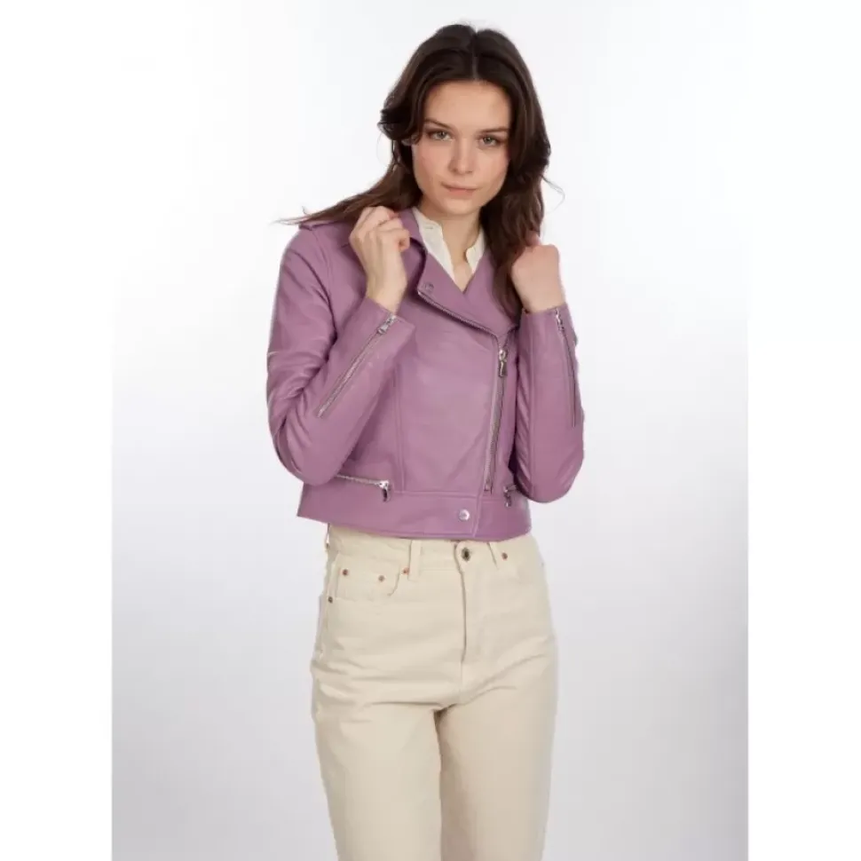 OAKWOOD Blousons^Yoko Lilas - Blouson Court En Cuir Veritable