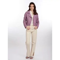 OAKWOOD Blousons^Yoko Lilas - Blouson Court En Cuir Veritable