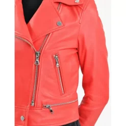OAKWOOD Blousons^Yoko Rouge Fonce- Blouson Court En Cuir Veritable