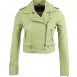 OAKWOOD Blousons^Yoko Vert Clair - Blouson Court En Cuir Veritable