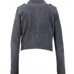 OAKWOOD Blousons^Zulina Petrole - Blouson Biker Court Cuir Veritable Chevre Velours